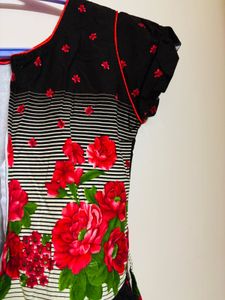 Cotton Brown Floral Design Frock