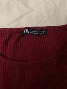 Burgundy Ribbed Crop Top
