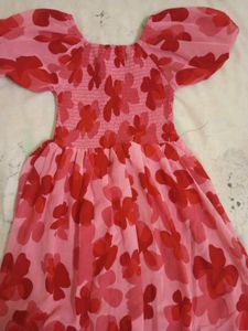 Pink Floral Smocked Dress