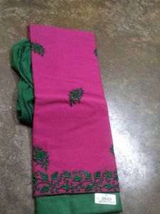 Pink &amp; Green Embroidered Fabric Set