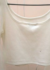 White 🤍 Balloon Sleeve Crop Top Shien