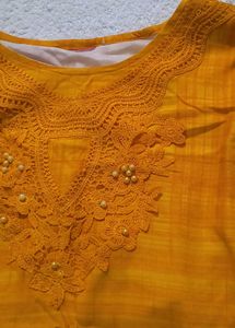 Mustard Yellow Lace Y2k Top