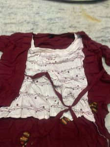 Unique Burgundy &amp; White Dress