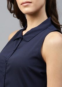 Chic Sleeveless Navy Maxi Dress