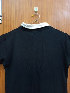 Color Attached T-Shirt // Cotton Blend Black Long Sleeves