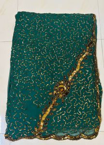 Emerald Green Embroidered Saree