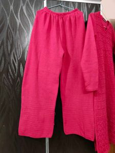 Wool Pink Kurta &amp; Pant Set