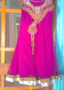 Elegant Pink &amp; Gold Embellished Kurta