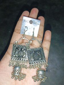 Silver Jhumka Earrings
