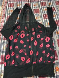 Fun Kiss Print Hoodie Jacket