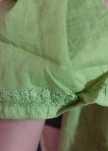 Lime Green Embroidered Kurti Set