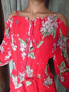 Red Floral Off-Shoulder Romper