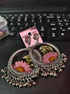 Handmade Resin Jhumke With Real Pressed Flowers |