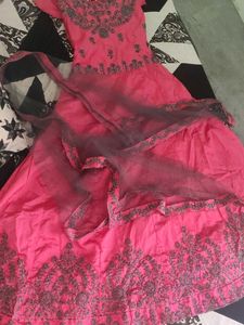 Elegant Pink Embroidered Gown