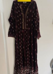 Brown Elegant Printed Maxi