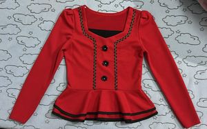 Red Peplum Long Sleeve Top