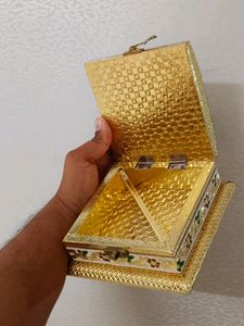 Golden Meenakari Transparent Dry fruit box