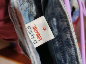 Blue Straight Leg Jeans With A Cut