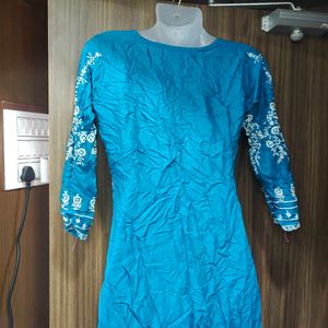 Elegant Blue Embroidered Kurti