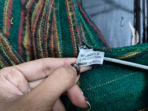 Earthy Green Woolen Poncho