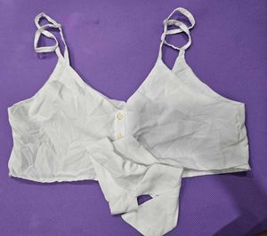 White Tie-Front Bralette