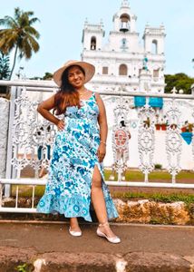 Floral Blue Flowy Beach Dress