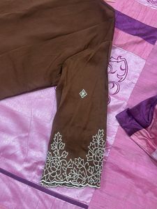 Elegant Brown Embroidered Kurta Set