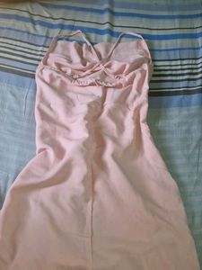 Tokyo Talkies Pink Cowl Neck Pleated Sheath Dress
