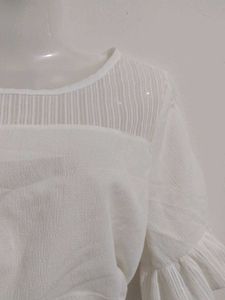 White Dress with Ruffle Sleeves