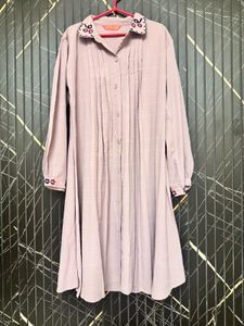 Embroidered Collar Shirt Dress