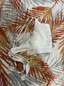 White Halter neck top