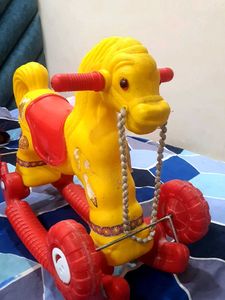 Vintage Yellow & Red Rocking Horse