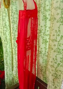 sexy Red Lace Lingerie Nightgown