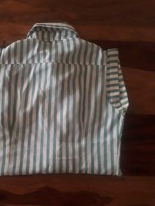 Striped Green White Sleeveless Top