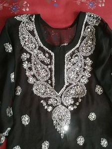 Elegant Black Embroidered Kurti