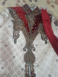 Wedding Kurta With Dupatta and Maroon Pajami