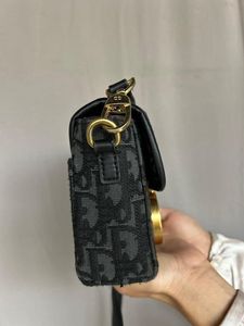 Christian Dior Black Leather Canvas Montaigne