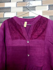 Elegant Purple Button-Down Tunic Top
