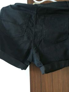 Black Denim High-Waisted Shorts