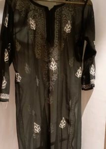 Black Embroidered Tunic Top