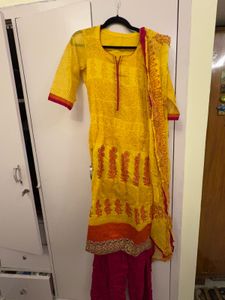 Yellow Printed Kurta Set