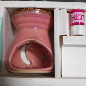 Pink Ceramic Aroma Diffuser With Candle