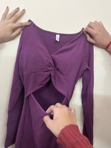 Purple Long Sleeve Mini Dress