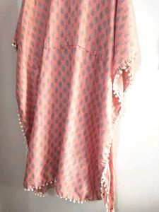 Peach Printed Kaftan Dress