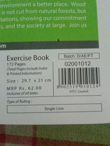 Classmate Notebook 172Pages Single Line