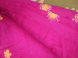 Rani Pink Embroidery saree synthetic handloom