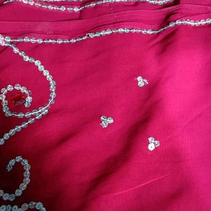 Sequence Red Color Saree