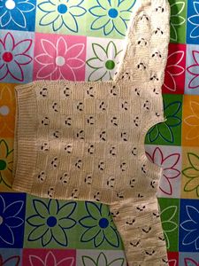White Handmade At Home With Wool Sweater For Kids