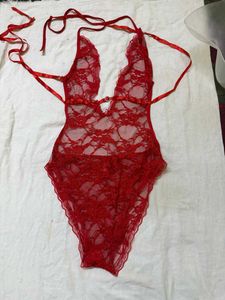 Red Lace Lingerie Bodysuit