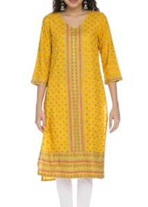 Elegant Yellow Printed Kurta